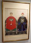 Magnificent 19th C. Chinese Ancestral Painting of Dignitary and Wife