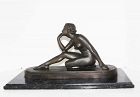 Bronze Seated Figure of a Nude Female by Lucien Charles Edouard Alliot