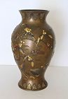 Taisho Period Japanese Mixed-Metal Bronze Vase