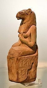 A LARGE ANCIENT EGYPTIAN FAIENCE SEKHMET