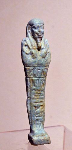 AN ANCIENT EGYPTIAN FAIENCE SHABTI FOR HOR-PEN-ASET
