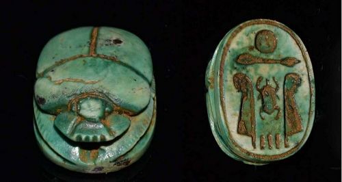 AN ANCIENT EGYPTIAN NEW KINGDOM STEATITE SCARAB FOR AMENHOTEP II