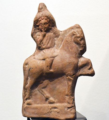 AN EGYPTO-ROMAN FIGURE OF HARPOCRATES ON HORSEBACK