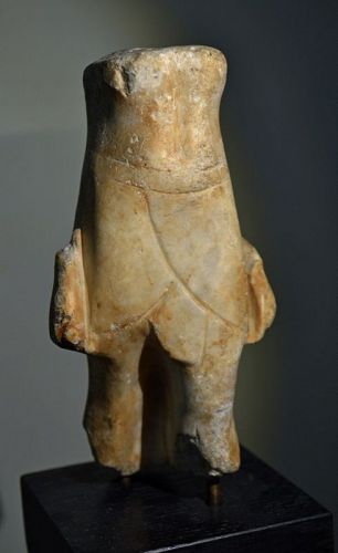 AN ANCIENT EGYPTIAN ALABASTER FIGURE OF A MAN