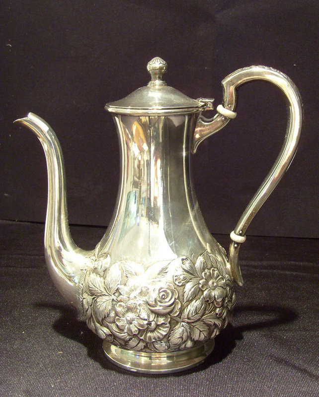 S Kirk &amp; Sons Repousse Tea Pot Sterling Signed
