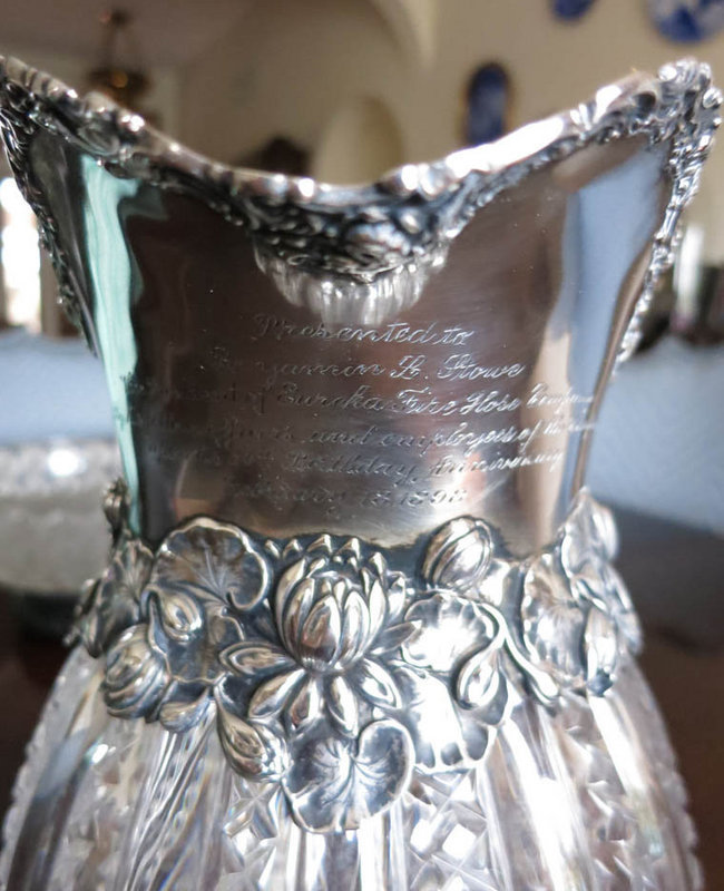 Cut Glass and Sterling Pitcher