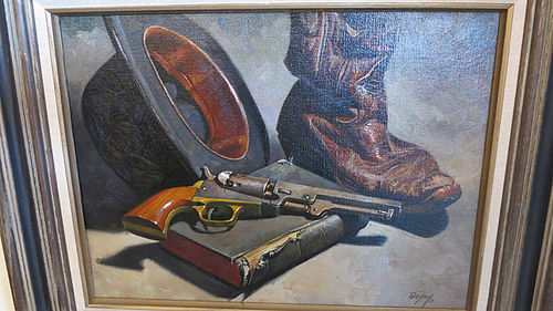 Don Doxie Oil Painting on Canvas - "Bible, Boot & Bowler"