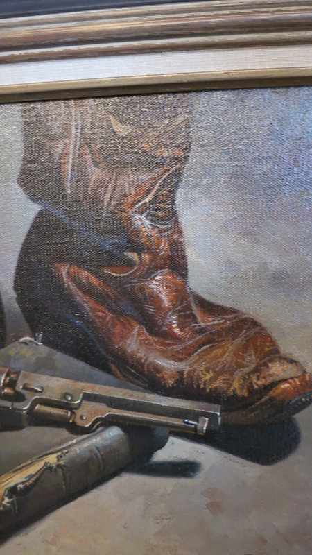 Don Doxie Oil Painting on Canvas - &quot;Bible, Boot &amp; Bowler&quot;