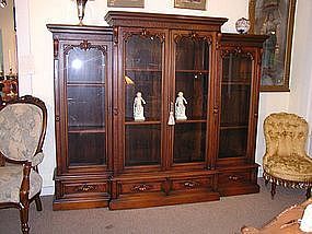 American Victorian Renaissance Revival Walnut Bookcase
