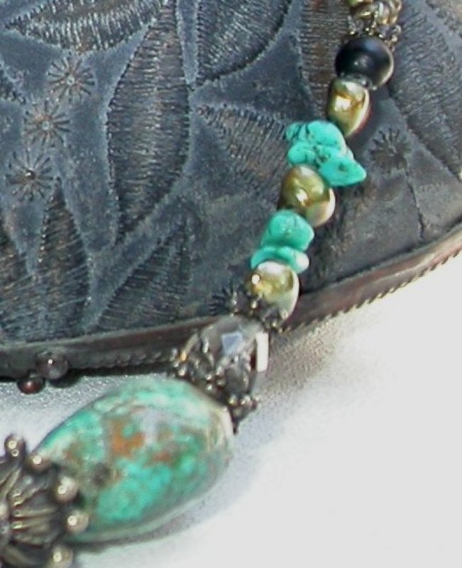 MAYA'S EMBROIDERED LACE AND TURQUOISE PURSE