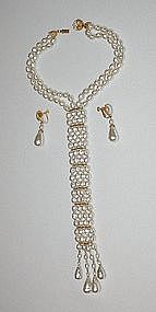 MIRIAM HASKELL NECKTIE NECKLACE AND DANGLE EARRINGS