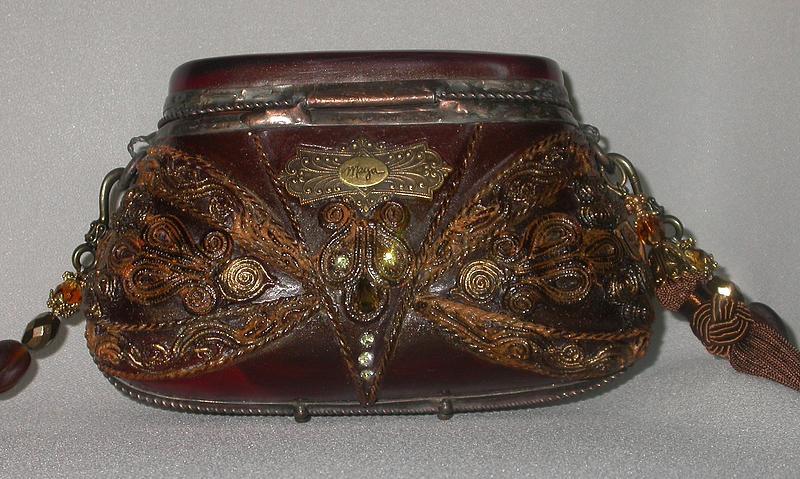 CARVED CHOCOLATE BROWN PURSE BY MAYA