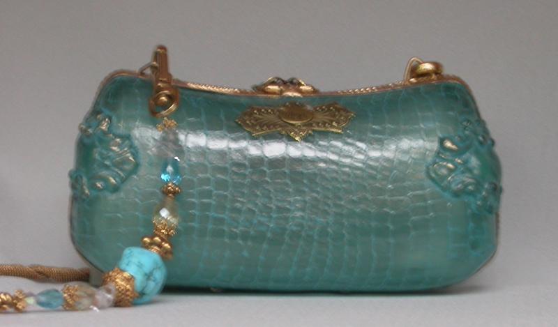 MAYA TURQUOISE SNAKE SKIN PURSE