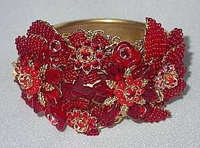 HAGLER/ST. GIELAR RED FLORAL BRACELET