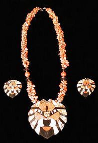 LION PENDANT NECKLACE AND EARRINGS