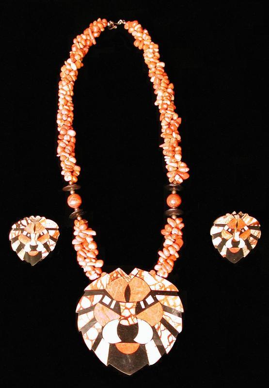 LION PENDANT NECKLACE AND EARRINGS