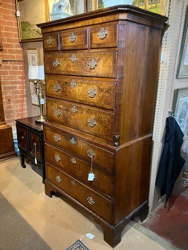 Fine Antique English George II Figured Walnut Chest on Chest