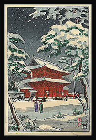 1930s Koitsu Woodblock - Zozoji Temple