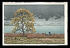 Hasui Woodblock - Rainy Lake in Matsue