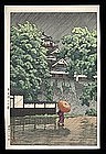 Hasui Woodblock - Kumamoto Castle in Samidare
