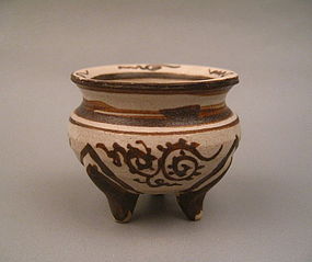 A Rare Miniature Tripod Censer  S.Song Jizhou Ware