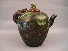 A Rare Ming 16th Century Sancai Ewer With Mouse Handle