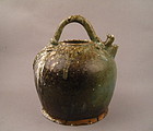 A Rare Tang Dynasty Green Glaze Ewer With Mark