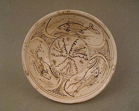 A Nice Cizhou Bowl With Three Fishes