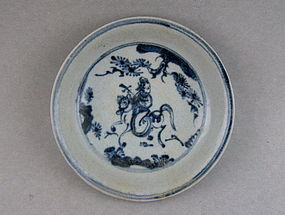 A Ming Dynasty 15th Century B/W Saucer Dish
