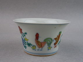 Qing Dynasty Doucai Chicken Cup With Chenghua Mark