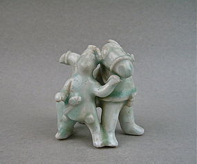 A Very Rare Qingbai Figure Of Gentleman Carry a Horse