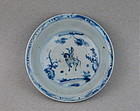 A Middle Ming Dynasty B/W Saucer Dish With Horse Rider