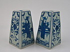 A Pair Of Ming B/W Candle Stick With Official Figures