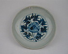A Ming Dynasty Blue & White Dish With Flower Design