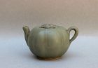 A LONGQUAN PUMPKIN SHAPED CELADON SMALL EWER