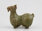 A RARE FOUND EARLY CELADON YUE WARE FIGURE OF SHEEP