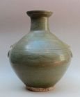 MAGNIFICENT & ARCHAISTIC YUE WARE BALUSTER VASE WITH LION MASK