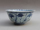 A BLUE AND WHITE BOWL WITH LOTUS POND