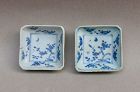 A PAIR OF LATE MING BLUE AND WHITE SQUARE SAUCER DISH