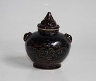 A BLACK DING TYPE JAR AND COVER QING DYNASTY 18th-19th CENTURY