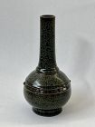 EXTREMELY RARE CELADON GUAN WARE BOTTLE VASE WITH MELON CRACKLES