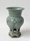 EXTREMELY RARE RU WARE CELADON CENSER WITH CONNECTED STAND