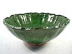 Barbed Rim Green Glazed Bowl