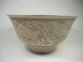 CHOSON UNDERGLAZED RED BOWL WITH PEONY