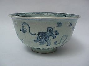 Blue & White Bowl With Foo Dog