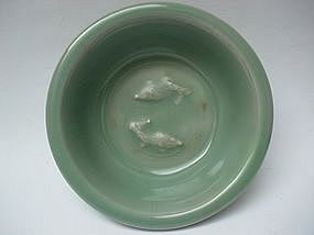 A Fine Small Twin Fish Celadon Dish