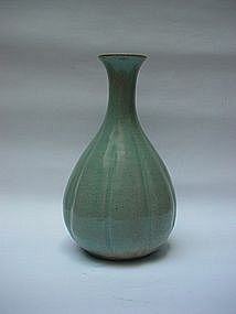 A RARE KORYO  EIGHT LOBED  PEAR SHAPED VASE