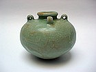 Longquan Celadon Small Jar with Four Lugs