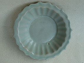 A Rare Celadon Moulded Small Dish
