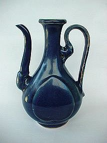 A Rare Blue Glaze Ewer